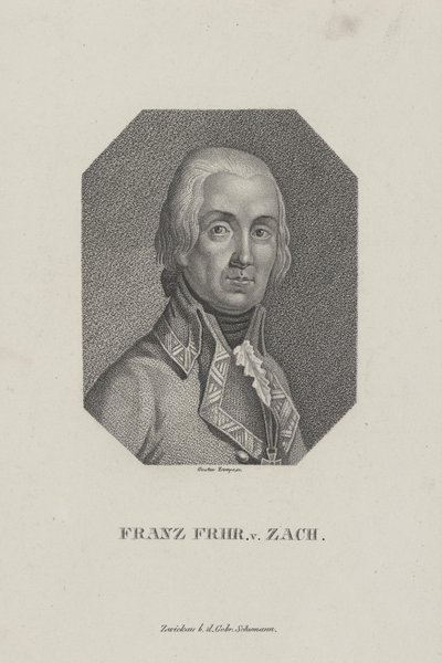 Franz Frhr. v. Zach. Stipple Engraving by Gustav Zumpe
